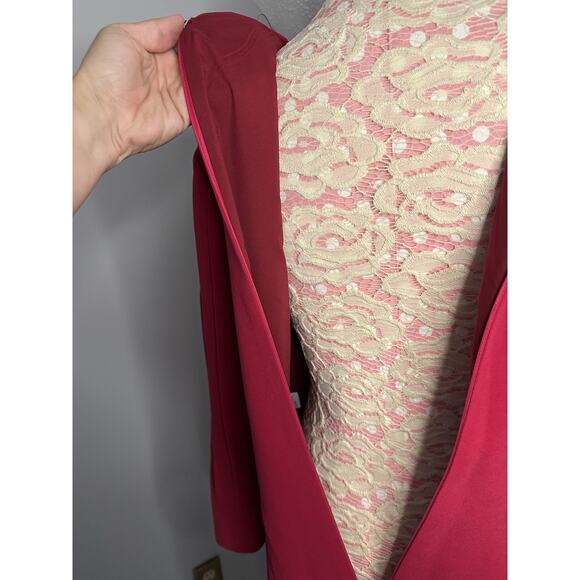 NWT Teri Jon by Rickie Freeman Women's Pink Pleated Sleeve Sheath Dress SZ 14 - Picture 6 of 8